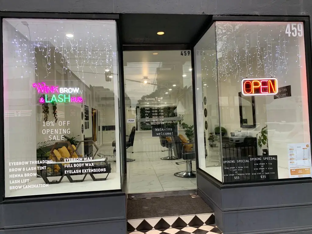 Wink Brow & Lash Hub shopfront at 459 Chapel St